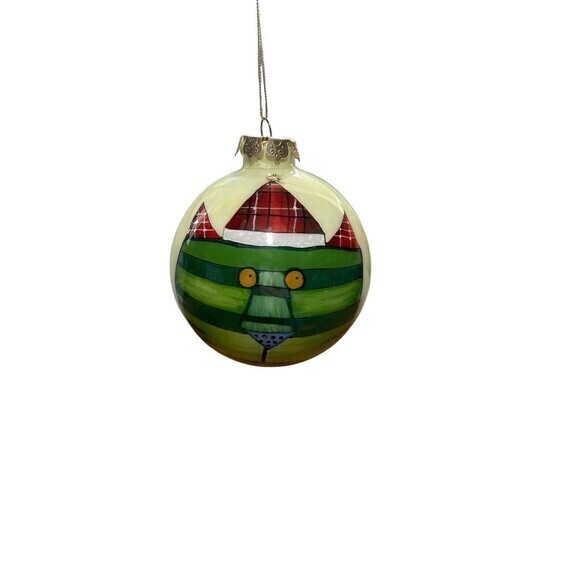 Nancy Wolf Christmas Santa in green convertible ornament Silvestri made in China - Picture 1 of 4